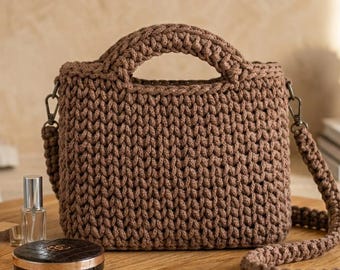 Knitted Crossbody Bag Pattern PDF, Shoulder Bag Tutorial (Digital Download)