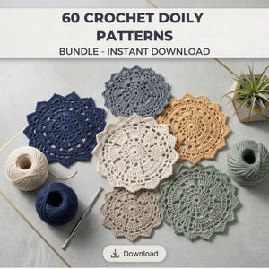 Pacchetto di 60 modelli vintage per centrini all'uncinetto (download in PDF)