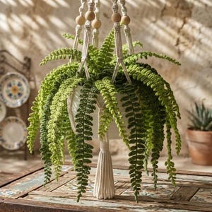 Crochet Potted Fern Pattern, Realistic Hanging Plant (PDF Download)
