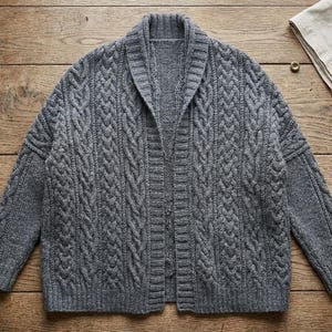 Vintage Cable Knit Cardigan Pattern PDF, Women’s Sweater