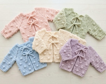Haakpatroon babyvest bobble, pdf-trui 0-6 maanden, structuursteek voor beginners