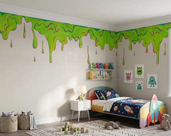 Naklejka ścienna „Tęczowy szlam”, dekoracja pokoju zabaw dla dzieci, wielokrotnego użytku