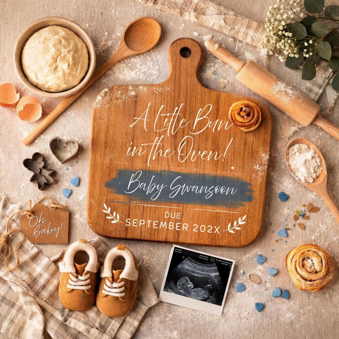 Original Title: Baking Pregnancy Announcement Template, Bun in the Oven ...