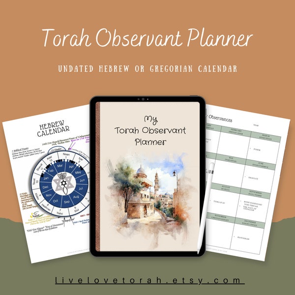 Undated Torah Observant Planner - Hebrew & Gregorian Calendar - Messianic Bible Study Journal