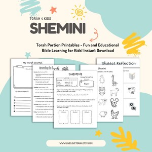 Parashat Shemini Kids Worksheets | Torah Portion Activity Pack | Torah Observant Homeschool Printable