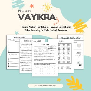 Parashat Vayikra Kids Worksheets | Torah Portion Activity Pack | Torah Observant Homeschool Printable