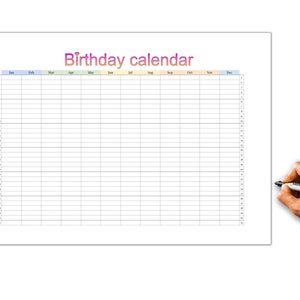 Printable Birthday Calendar Template for Family, Classroom, Friends ...