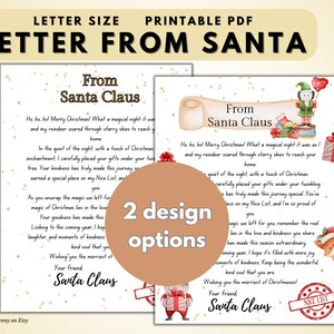 Christmas Letter from Santa Claus. Printable Santa Letter, US Letter size PDF. Print at home official Santa Norths Pole letter to kids.