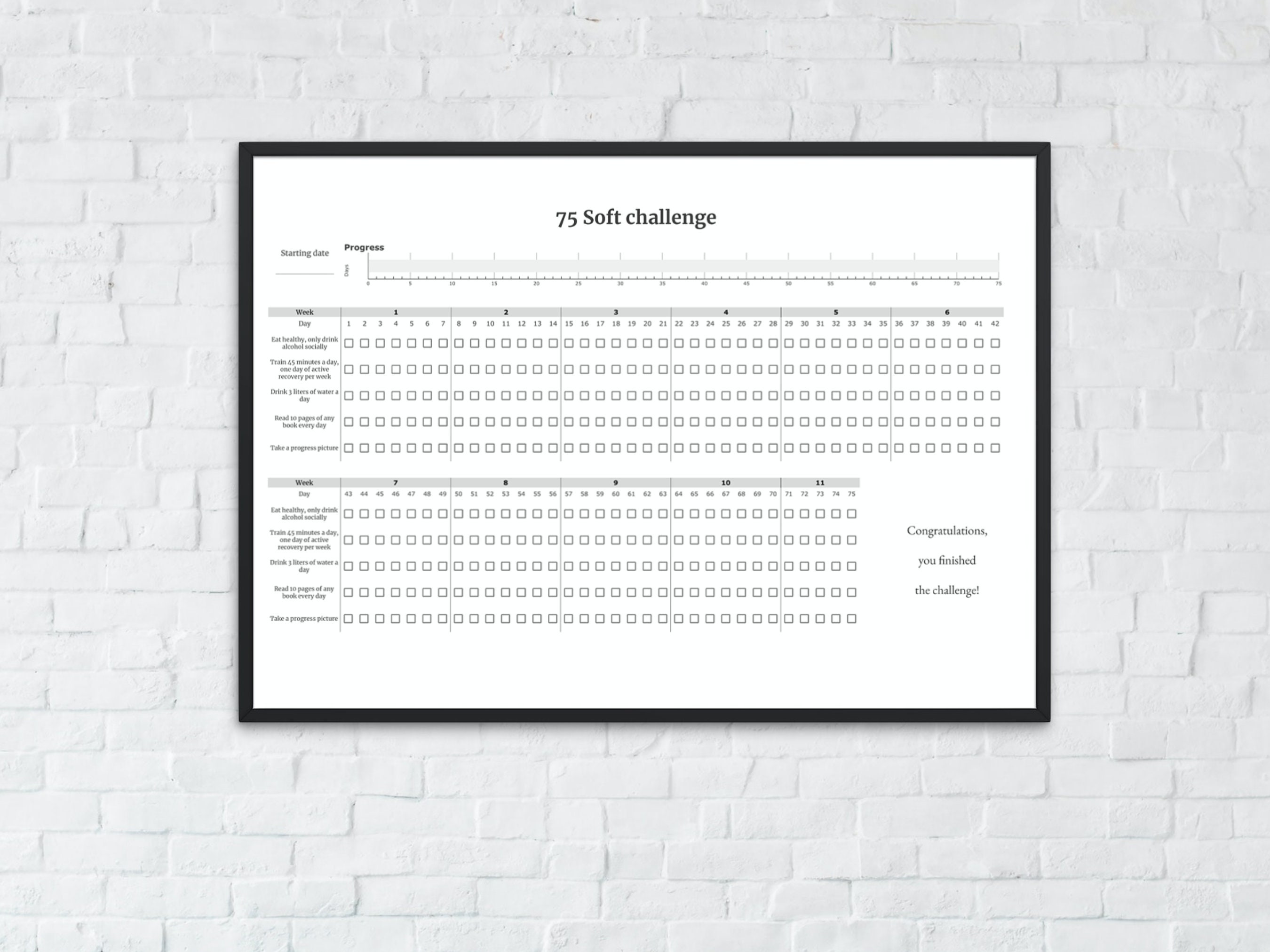 75 Soft Challenge PDF Printable Tracker in 6 Colors. Habit Tracker for ...