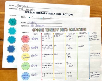 Speech Therapy Data Sheet for SLP data collection sheet printable handout for speech therapist documentation for speech therapy worksheet
