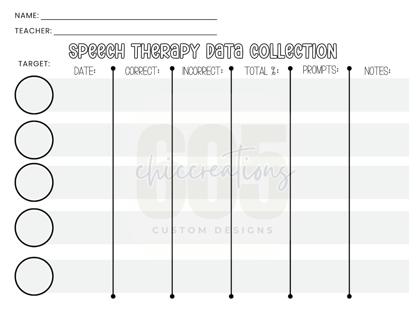 Speech Therapy Data Sheet for SLP Data Collection Sheet Printable ...