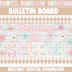 Welcome Speech Therapy Bulletin Board for Speech Classroom Flower Printable Bulletin Board for SLP rainbow Back to school Decor for speech