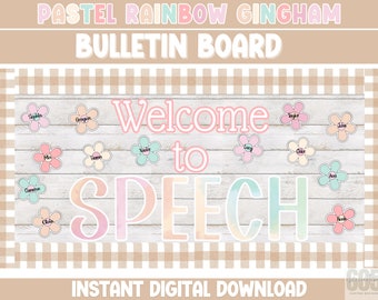 Welcome Speech Therapy Bulletin Board for Speech Classroom Flower Printable Bulletin Board for SLP rainbow Back to school Decor for speech