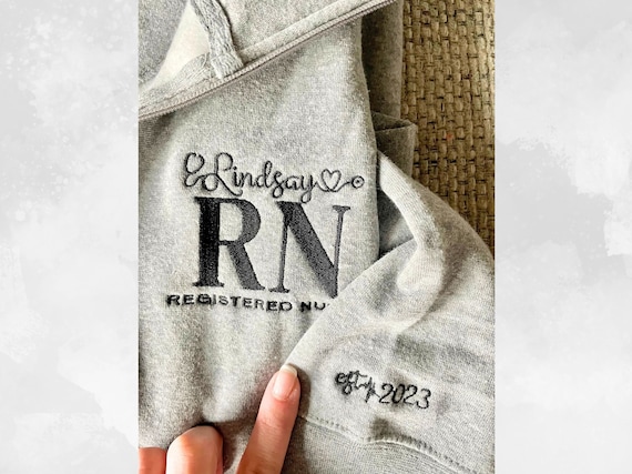 Personalized nurse embroidered quarter zip with sleeve embroidery for nurse graduation gift for nurse pullover embroidered top for RN gift