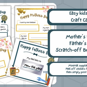 Lot à gratter fête des mères et fête des pères, travaux manuels élémentaires, cartes