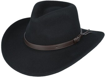 Cowboy Hat 100% Wool Felt Crushable Western Outback Hat Handmade Premium Quality UK