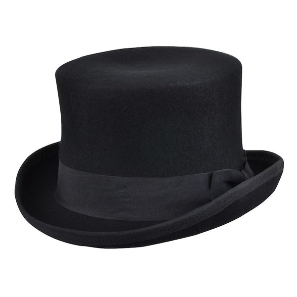 Sombrero de copa Sombrero de copa de fieltro triturable 100% lana Sombrero de doma Sombrero de copa de evento negro