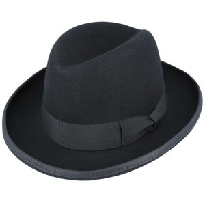 The Homburg Hat Winston Style 100% Wool Felt Classic Homburg Hat Black