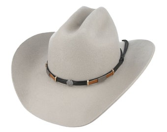 Chapeau de cowboy western 100 % laine, bord rigide, chapeau de cowboy vintage de style américain pour éleveurs