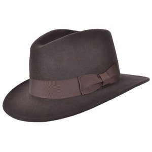 Indiana Jones Style Fedora Hat 100% Wool Crushable Men Felt Fedora Hat