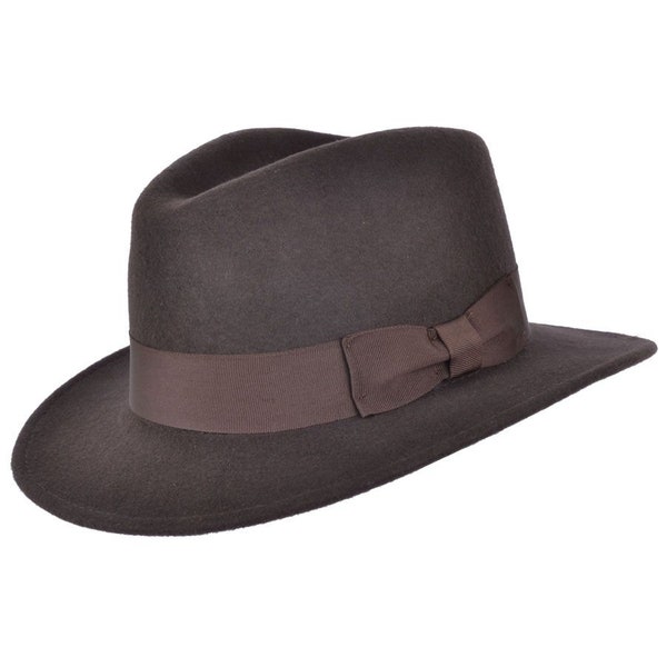 Chapeau fedora style Indiana Jones Chapeau fedora en feutre 100 % laine pour homme