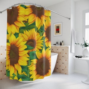 Sonnenblumen Duschvorhang - Blumen-Liebhaber Duschvorhang - Gelbe Blumen Duschvorhang - Einzigartiger Duschvorhang - Sonnenblumen