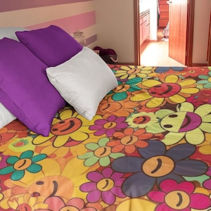 Smiley Faces Duvet Cover - Smiley Faces Comforter - Hippie Comforter - Groovy Comforter - Hippie Comforter - 1970&#39;s Comforter - Retro