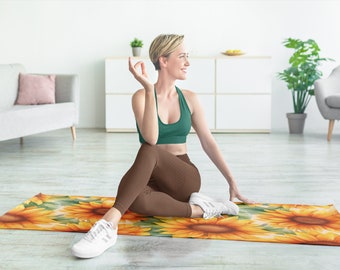 Sunflower Foam Yoga Mat - Sunflower Exercise Mat - Flower Lover Mat - Retro Yoga Mat - Best Friend Gift - Best Mom Gift - Best Sister Gift