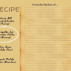 Digital Personalized Heirloom Recipe Mat frames (parchment color) ONE OF A KIND