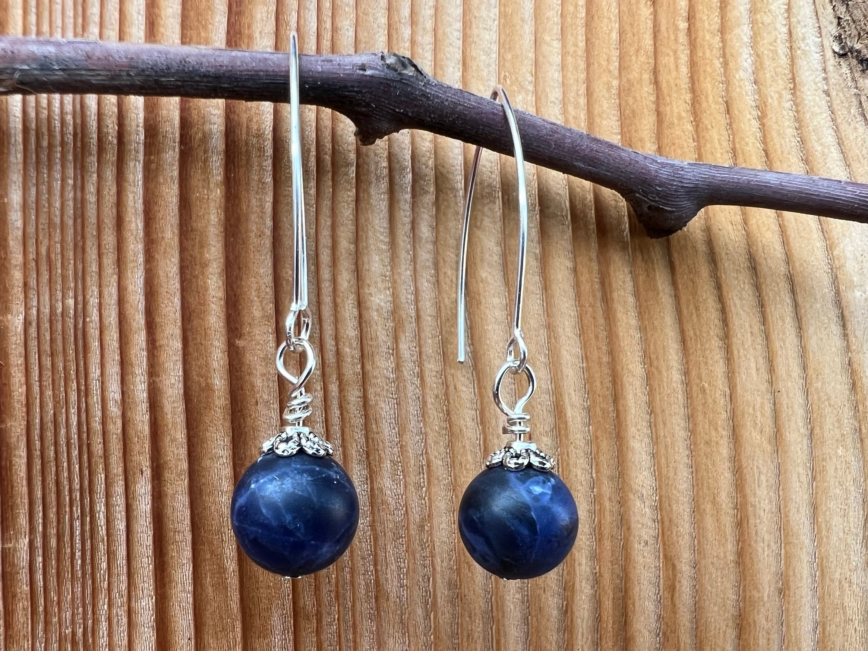 Sodalite and silver drop earrings