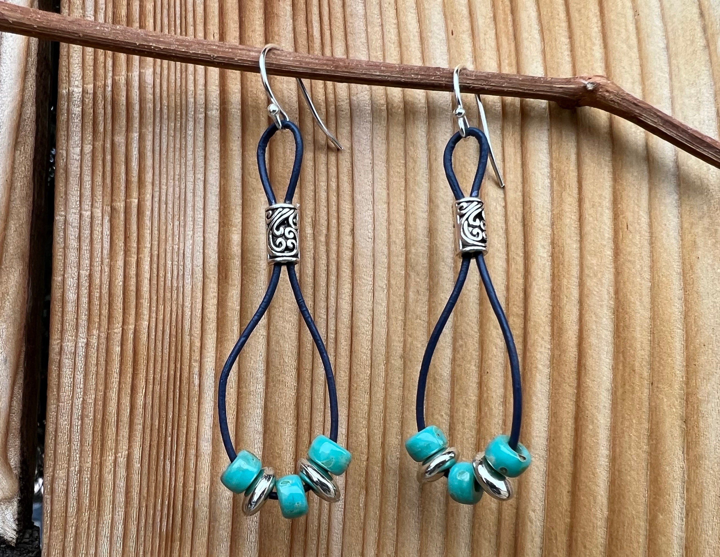 Turquoise and silver earrings