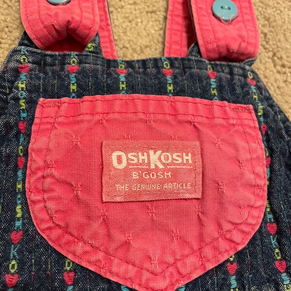 80's Vintage OSHKOSH B'gosh 2T toddler Girl's short overalls