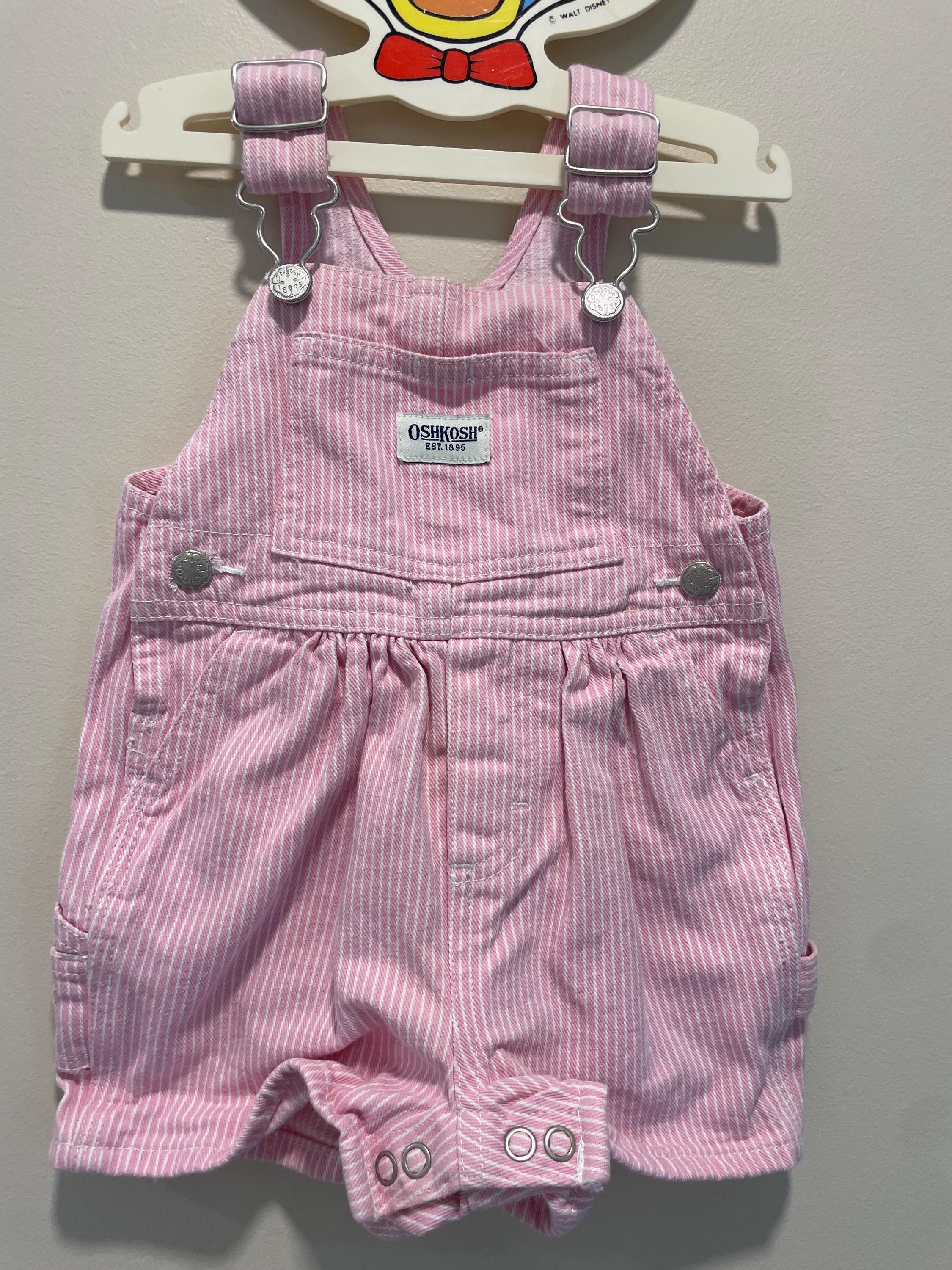 Vintage OSHKOSH Hickory Shortall // Pink & White Stripes Short