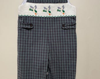 Vintage Plaid Duck Coverall overalls // 18 months