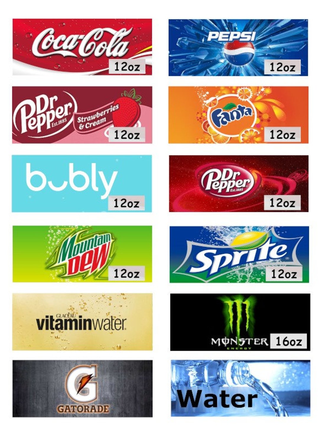 PDF Soda Machine Button Labels With Can Sizes (Instant Download) - Etsy