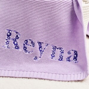 Embroidered Floral Baby Name Blanket, Soft Cotton Knit Baby Blanket, Custom Baby Blanket, Baby Shower Gift, Newborn Blanket, Keepsake Gift