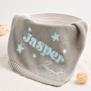 Embroidered Baby Name Blanket, Soft Cotton Knit Baby Blanket, Custom Baby Blanket, Baby Shower Gift, Newborn Blanket, Keepsake Gift for Baby