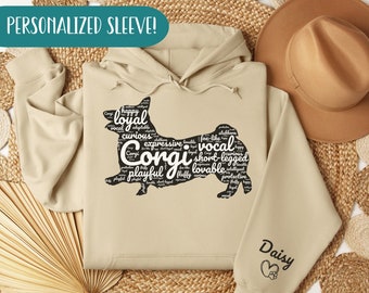 Moletom com capuz personalizado para animais de estimação + nome Moletom com capuz personalizado para cães Moletom com capuz personalizado para cães Corgie personalizado