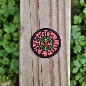 the go barefoot embroidered patch