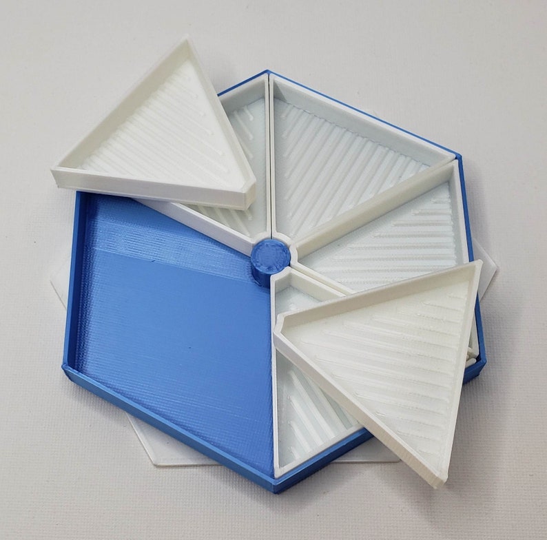 Spinnable 3D Printed Hexagon Rhinestone Trays w/Multiple Compartments Silk Diamond Art Trays, Cup Trays, Rhinestone Storage, Bling Art image 3