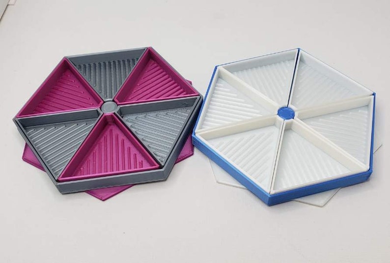 Spinnable 3D Printed Hexagon Rhinestone Trays w/Multiple Compartments Silk Diamond Art Trays, Cup Trays, Rhinestone Storage, Bling Art image 2