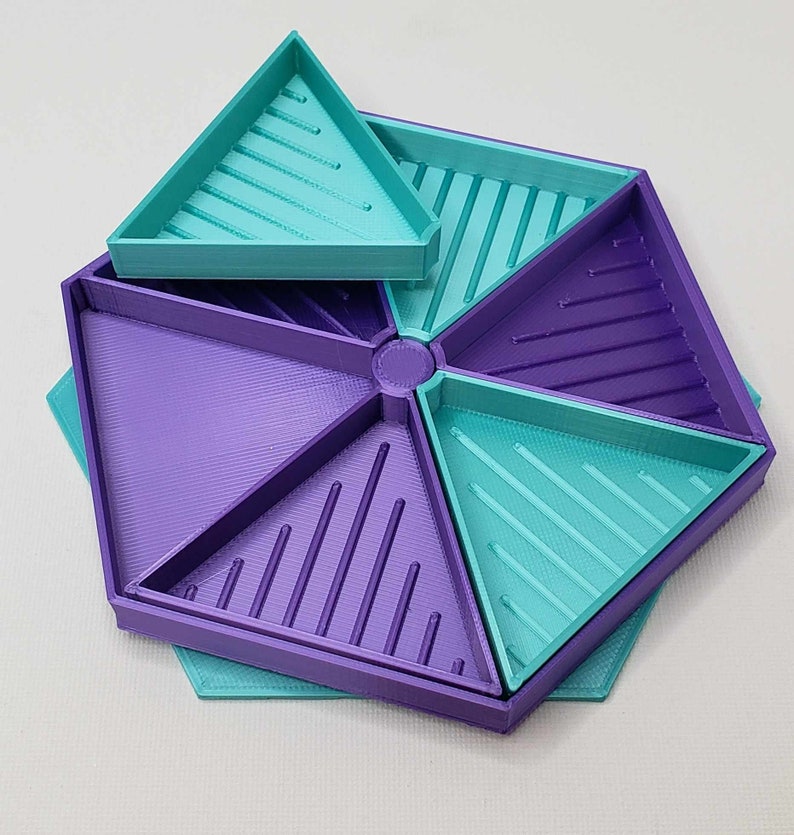 Spinnable 3D Printed Hexagon Rhinestone Trays w/Multiple Compartments Silk Diamond Art Trays, Cup Trays, Rhinestone Storage, Bling Art image 6