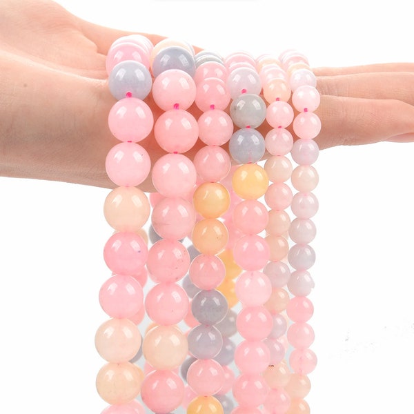 Enhance Your Creations with Morganite Jade Natural Stone Beads - Available in 6mm, 8mm, and 10mm Round Strand"