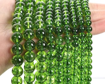 AAA Premium natuurlijke Peridot Crystal Stone kralen in olijfkwarts ronde streng - beschikbare maten: 4 mm, 6 mm, 8 mm, 10 mm, 12 mm