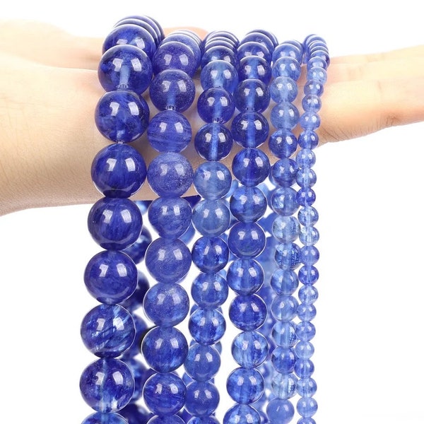 Smooth Blue Quartz Natural Stone Round Bead Strand - 4mm, 6mm, 8mm, 10mm, 12mm"