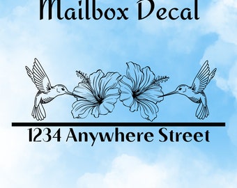 Personalized Hummingbird Mailbox Decal/Premium Vinyl Decal/Floral Mailbox Decal/Address Decal/Custom Mailbox Decal/Bird Mailbox Decal