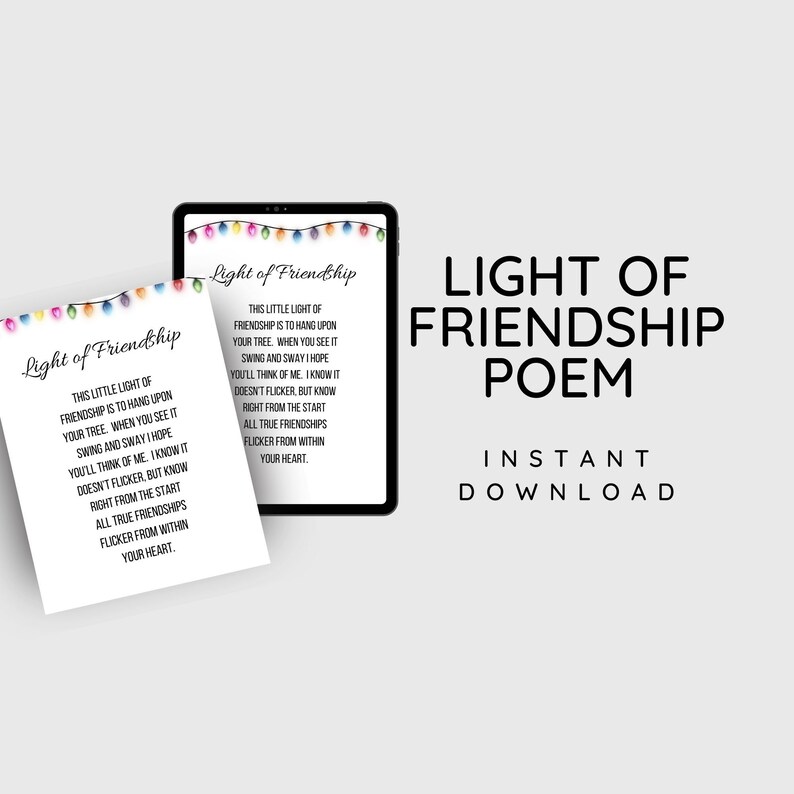 Light of Friendship Poem, Poem for Friend, Light of Friendship Digital