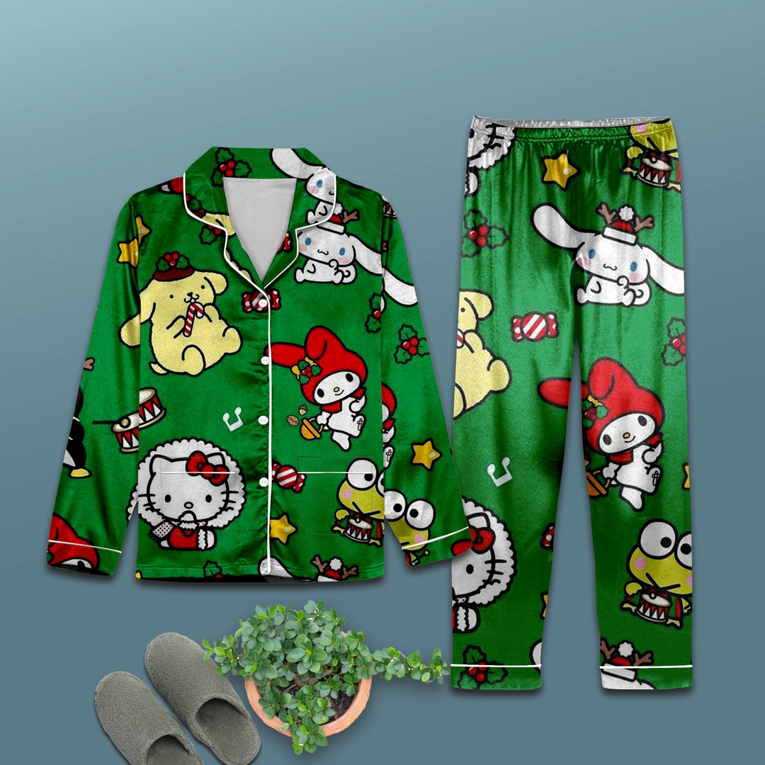 Hello Kitty Christmas Pajamas Set Xmas Sleepwear Hello Kitty Etsy