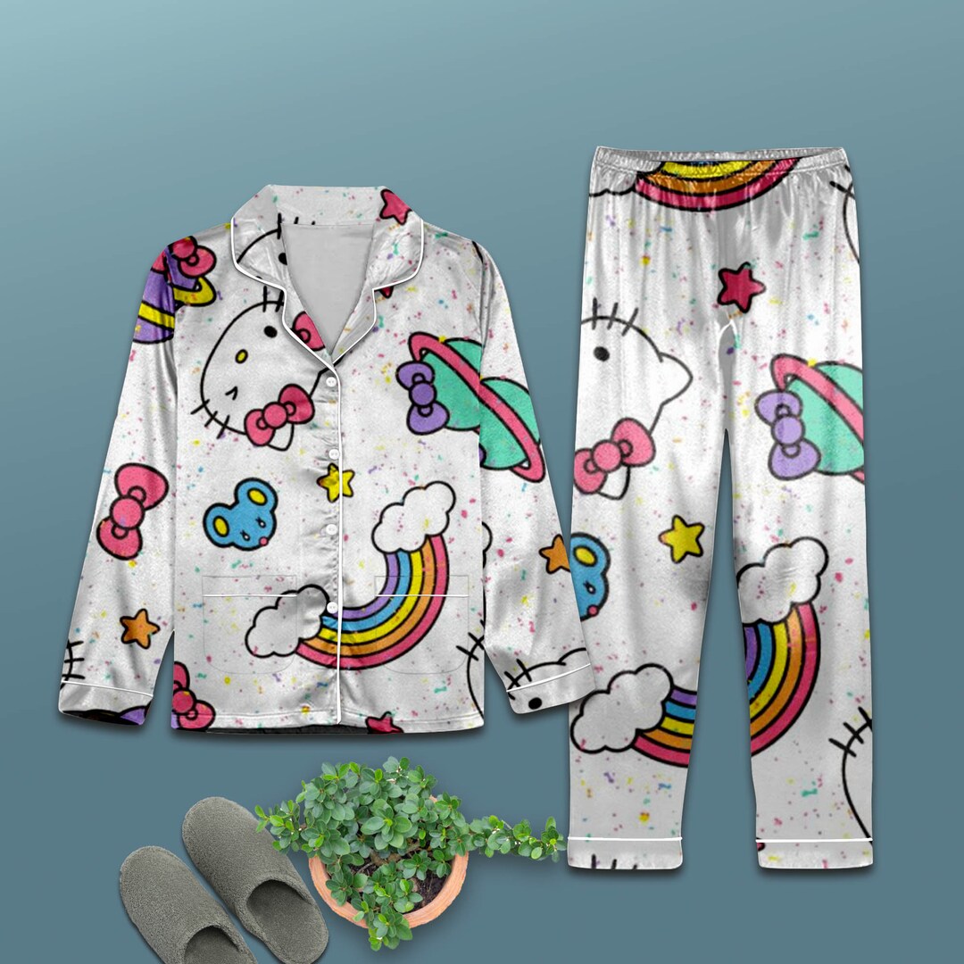 Hello Kitty Christmas Pajamas Set Xmas Sleepwear Hello Kitty Etsy