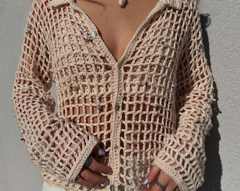Crochet Mesh Button Up Pattern